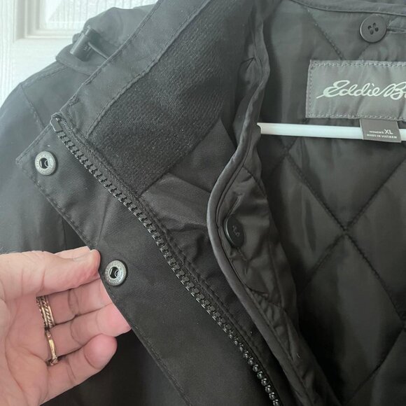 Eddie Bauer, Women's Girl On The Go Insulated Trench Coat, Black, Extra Large XL - Picture 3 of 4